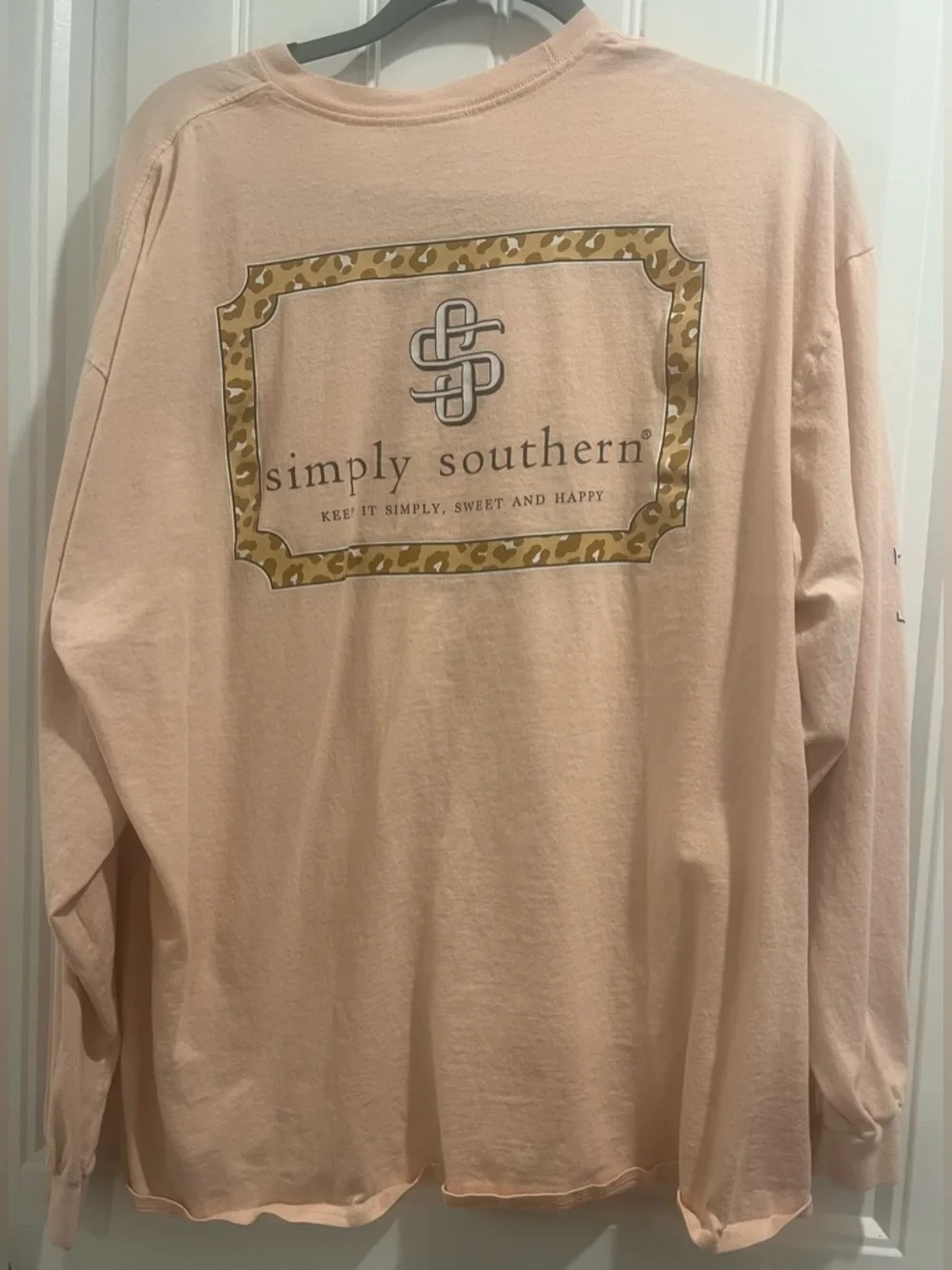 Simply Southern Long Sleeve Tee - Light Peach Size XXL - Picture 5 of 7